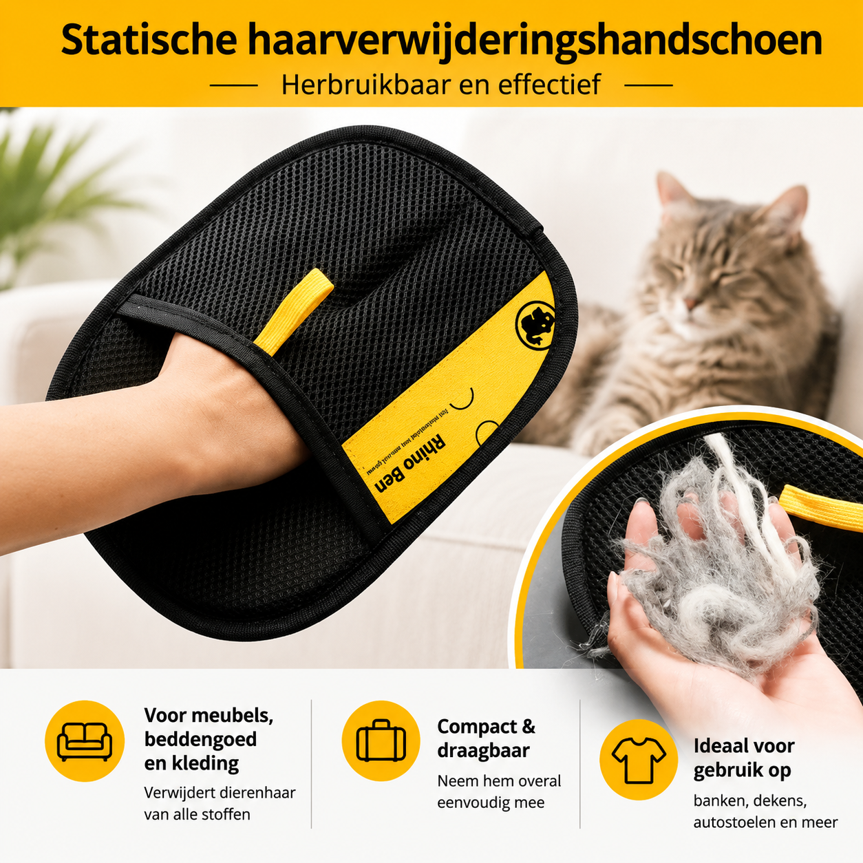 PawSwipe™ Herbruikbare Handschoen voor Huisdierhaar